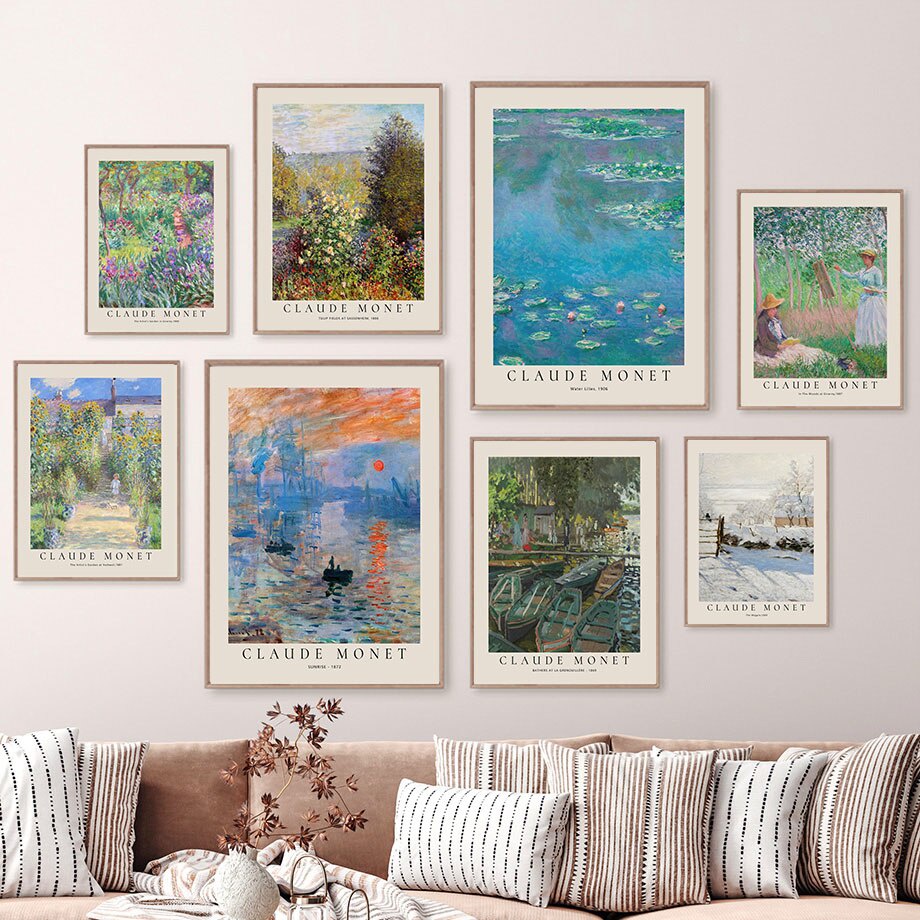 Claude Monet Trừu Tượng Retro Ấn Tượng Tường Nghệ Thuật Vẽ Tranh Bắc Âu Posters Trang Trí Phòng Ms: 406