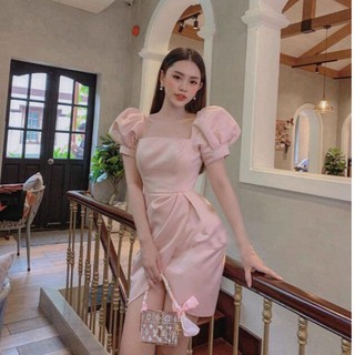 Đầm Nữ Tay Phồng Dự Tiệc Sang Trọng, Nải Eo 4 Màu Tôn Dáng Thời Trang Nữ - Winchois