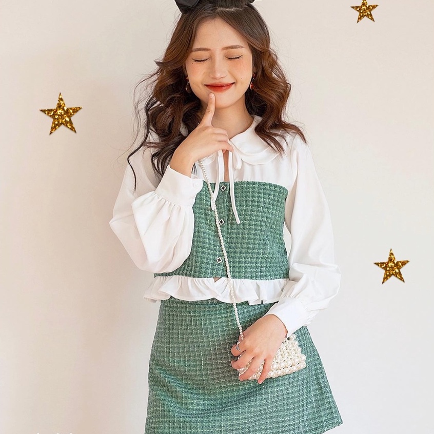 Naked by V - Áo &amp; Chân váy dạ Jolly Tweed Set
