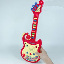 (Freeship) Đồ chơi đàn guitar dùng pin có micro cho bé tập làm ca sĩ (kèm pin)