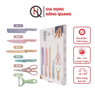 Bộ dao 6 monlúa mạch 6 món kitchen everrich siêu chắc, siêu bền siêu đẹp chuyên dụng cho căn bếp