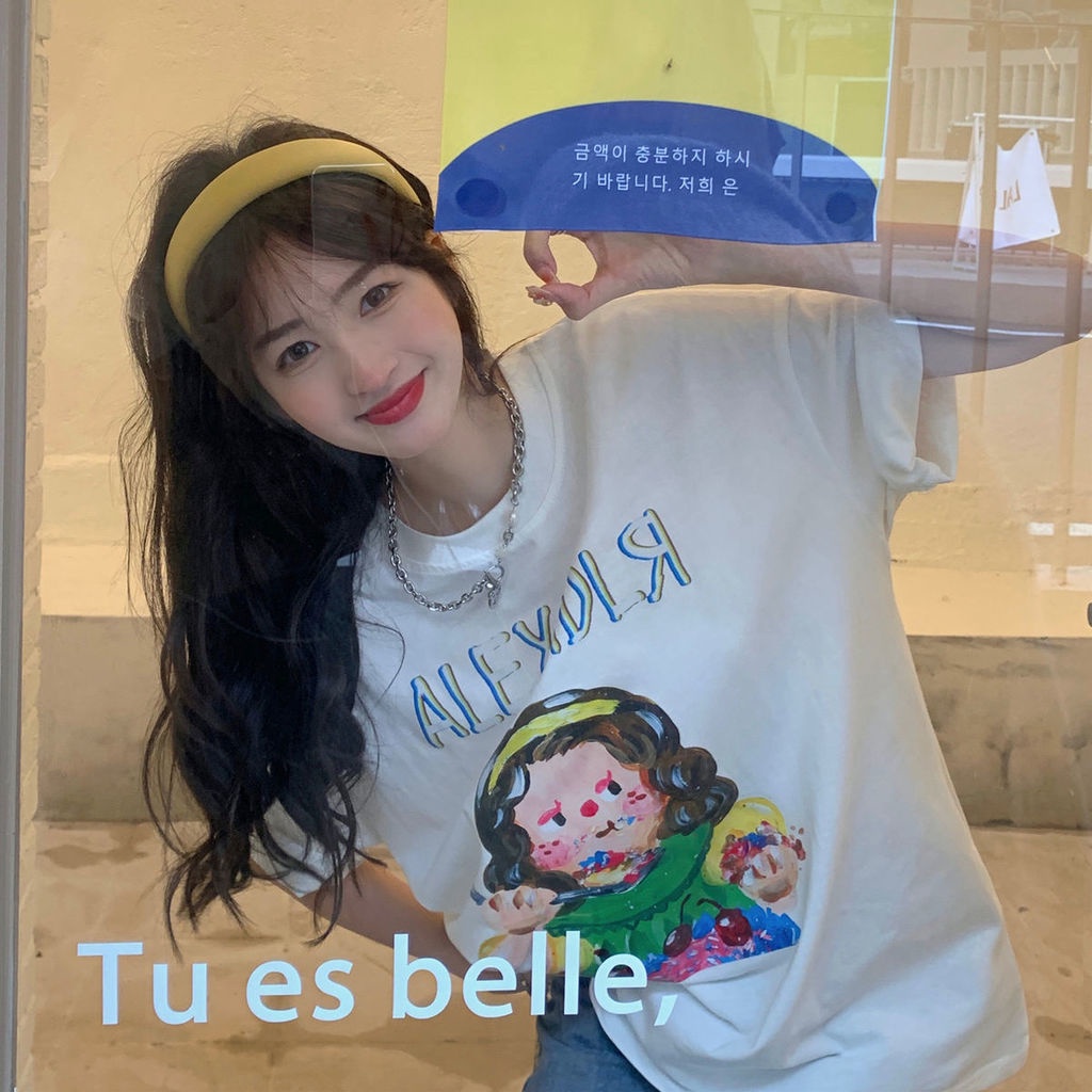 Áo Thun Tay Ngắn Dáng Rộng Hợp Thời Trang