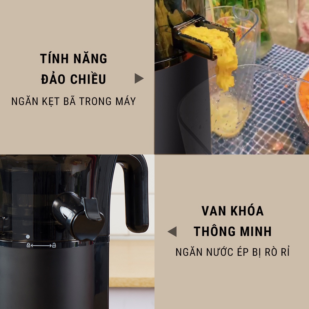 Máy ép chậm trái cây rau củ quả Fellia S264 gọn nhẹ -Màu Đen-Bảo hành chính hãng 12 tháng_Mua 1 đổi 1 trong 30 ngày