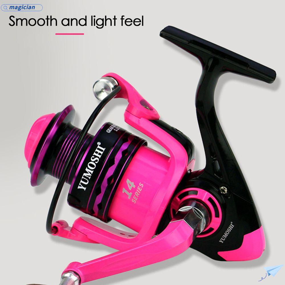 Máy Câu Cá Kim Loại Tay Cầm Gỗ Màu Hồng OE2000