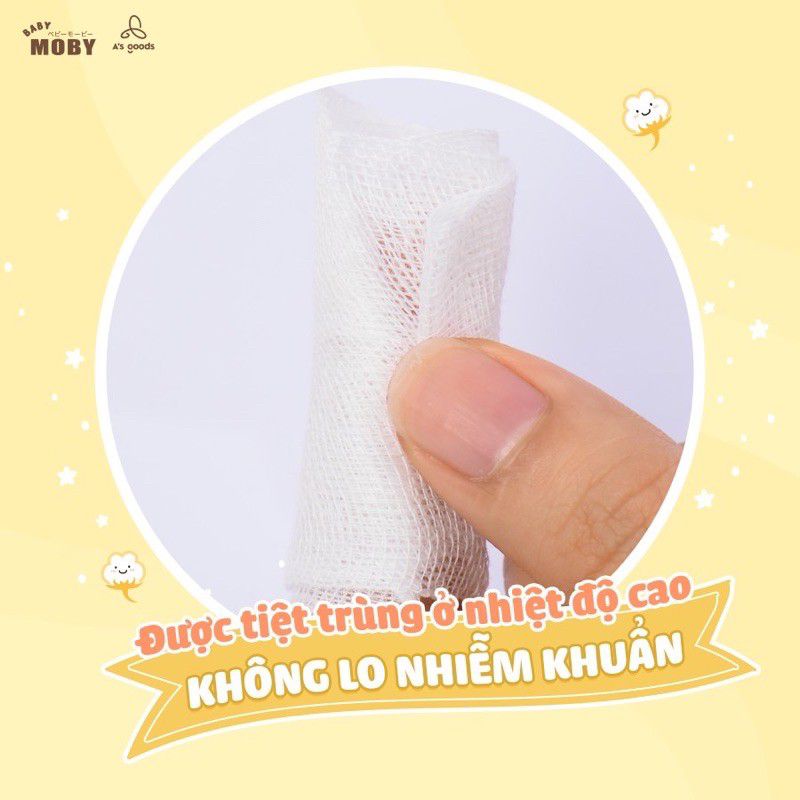 Gói 50 miếng Gạc Rơ Lưỡi Moby Baby Vệ Sinh Răng Miệng Cho Bé