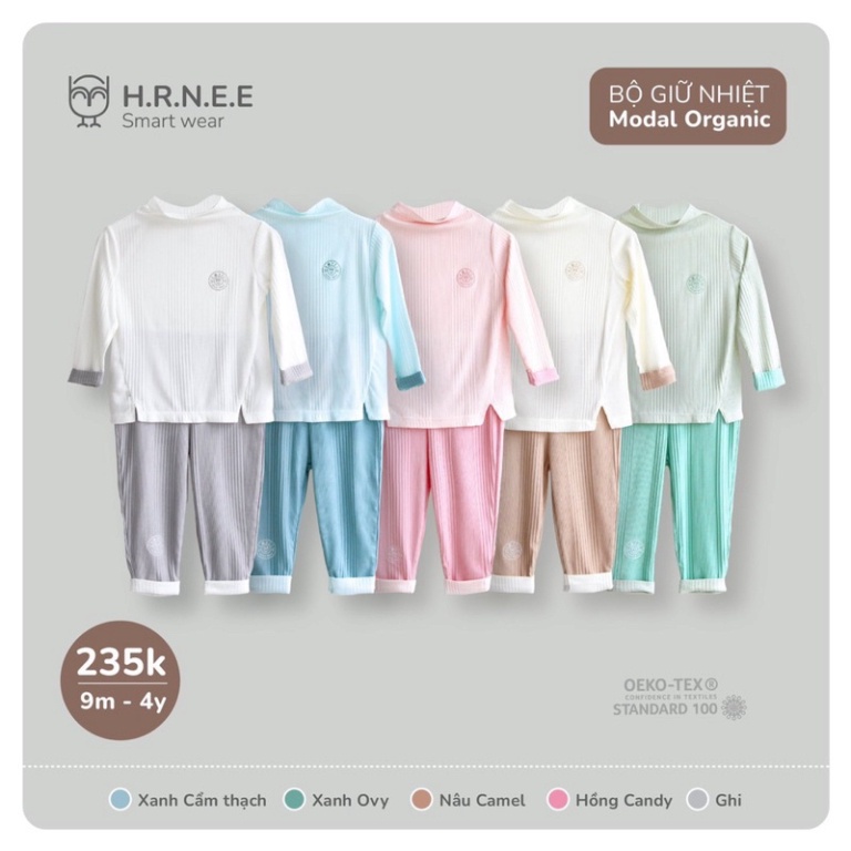 Bộ giữ nhiệt Modal Organic Hrnee mầu pastel