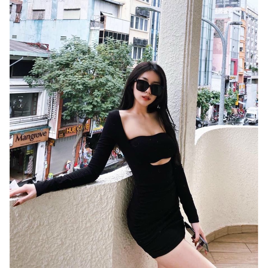 Set đầm ống ngực hở ôm body sexy tay dài quyến rũ nữ chất dày đẹp co giãn - Đ0072 | 23tshop | BigBuy360 - bigbuy360.vn