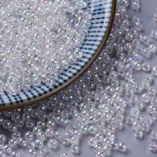 20 hạt nhựa tròn ánh màu hologram 3mm, 4mm/ hạt nhựa acrylic màu lấp lánh xỏ lỗ hai đầu