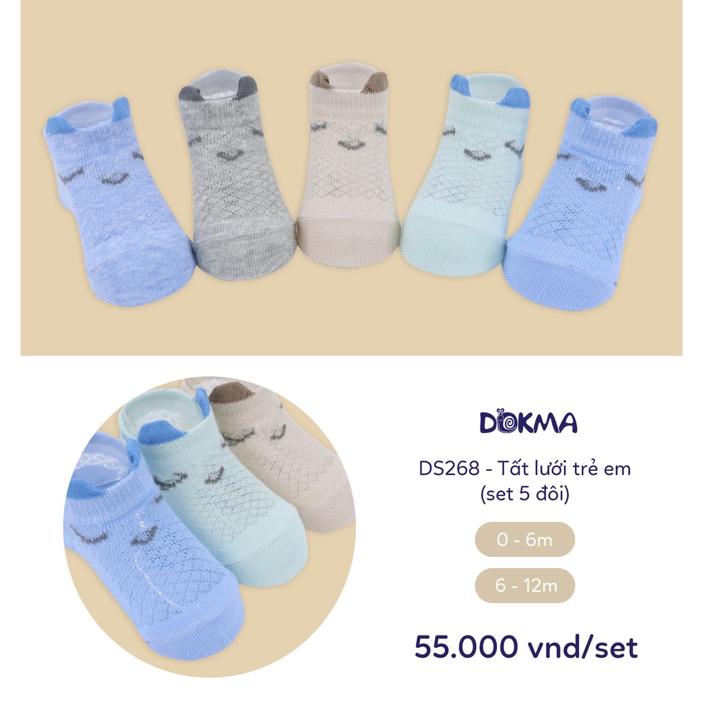 Set 5 đôi tất lưới Dokma hè cho bé 0-6/6-12M