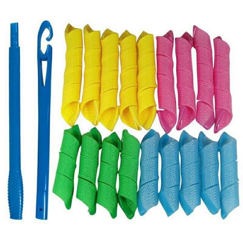 12 lô uốn tóc không dùng nhiệt dài 18cm kèm 2 que rút
