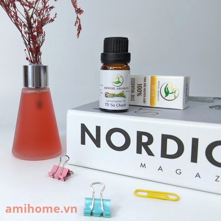 Tinh dầu Sả Chanh nguyên chất Viện Hàn Lâm tinh dầu thơm phòng đuổi muỗi treo xe 10ml - Amihome