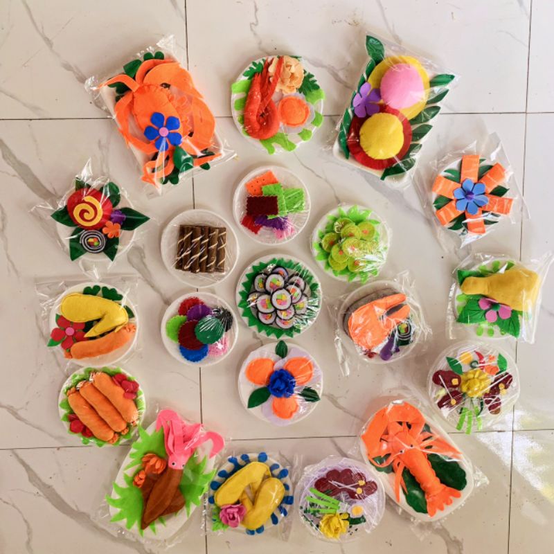 Combor 10 Đĩa thức ăn vải nỉ nhồi bông