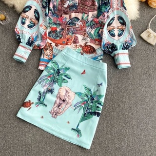[ORDER] SET TRANG PHỤC CÔNG SỞ HỌA TIẾT CON VOI