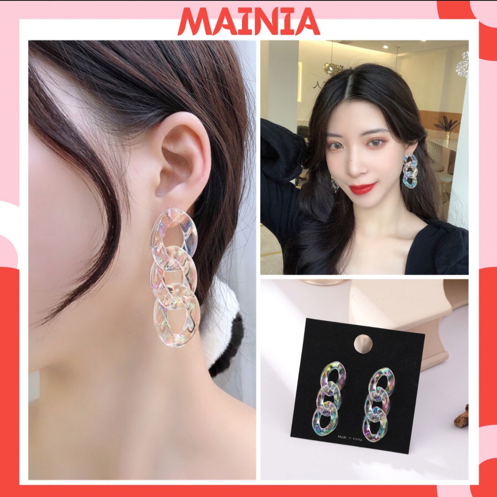 Bông Tai Hot TREND Hàn Quốc Dạng Xích Trong Suốt Sang Chảnh Mainia Shop