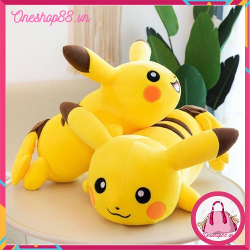 Thú Gấu nhồi bông gối ôm hình pikachu vải nhung nì làm quà tặng cho bé ngộ nghĩnh siêu đáng yêu 45cm-Oneshop88.vn