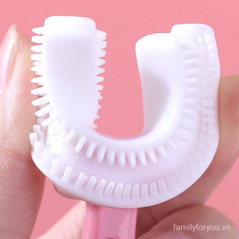 Bàn chải đánh răng hình chữ U bằng silicon mềm tiện dụng cho bé 2-12 tuổi