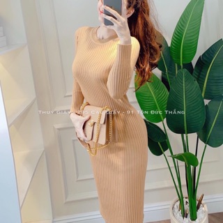 Váy len đũa cổ tròn hàng quảng châu cao cấp