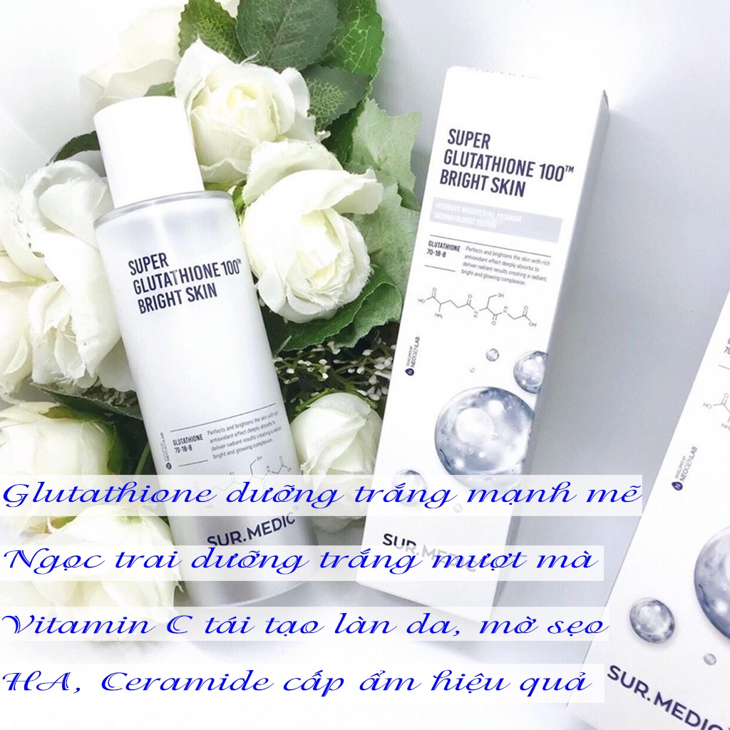 SUR.MEDIC+ Toner Sur Medic Nước Hoa Hồng Dưỡng Trắng Da Sur.Medic+ Super Glutathione 100 Bright Skin 145ml
