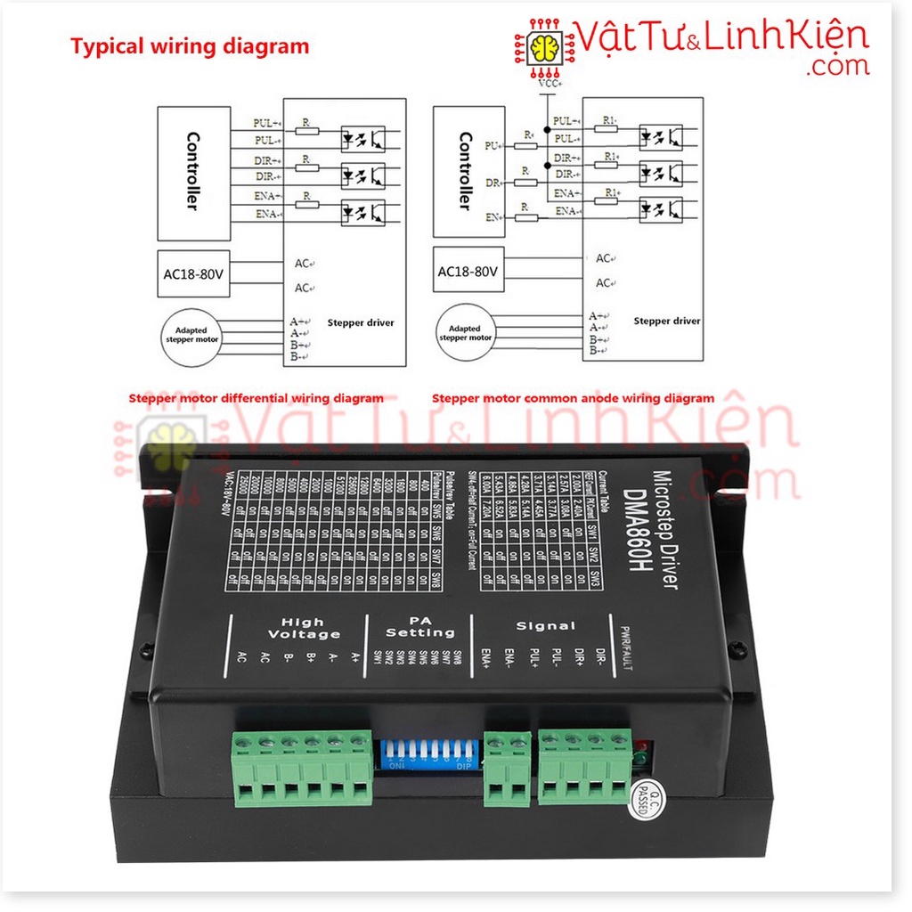 [Vật Tư & Linh Kiện] Bộ Điều Khiển Động Cơ Bước CNC 32-Bit Kỹ Thuật Số Độ Ồn Cực Thấp DMA860H 2.4-7.2A 18-80VAC