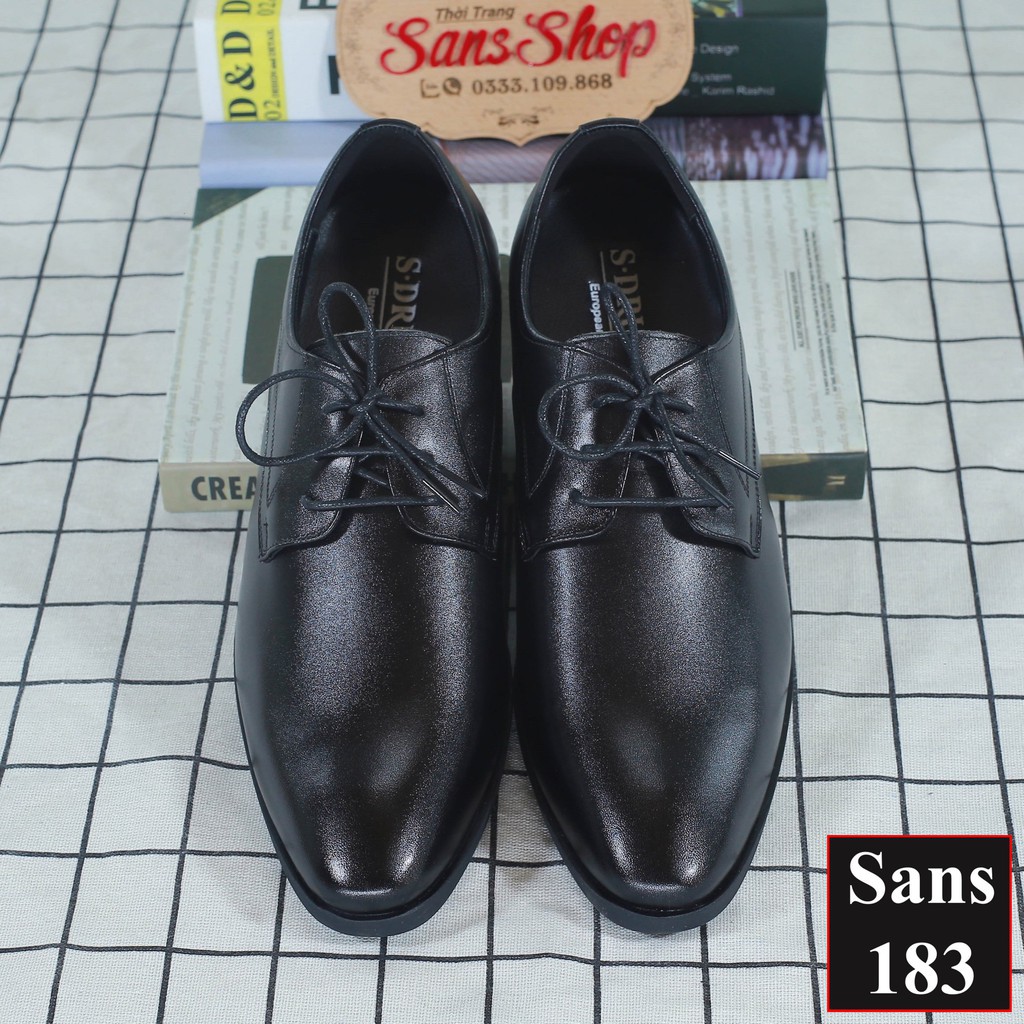 nam da Giày Tây Nam Tăng Chiều Cao Khủng 7 Derby Leather Men's Shoes Sans Shop Sans183