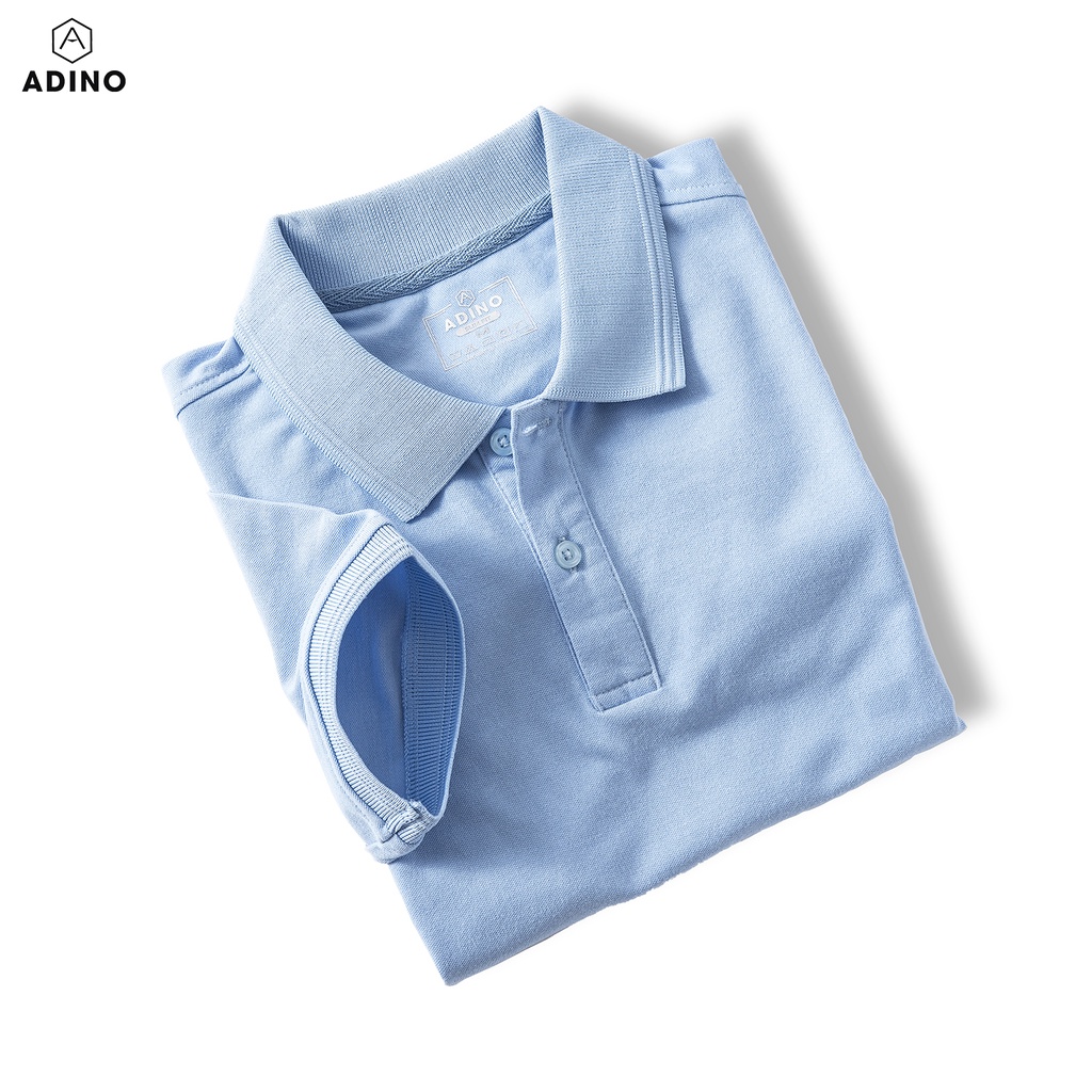 Áo polo nữ xanh biển nhạt phối viền ADINO vải cotton polyester mềm dáng công sở slimfit hơi ôm trẻ trung APN03