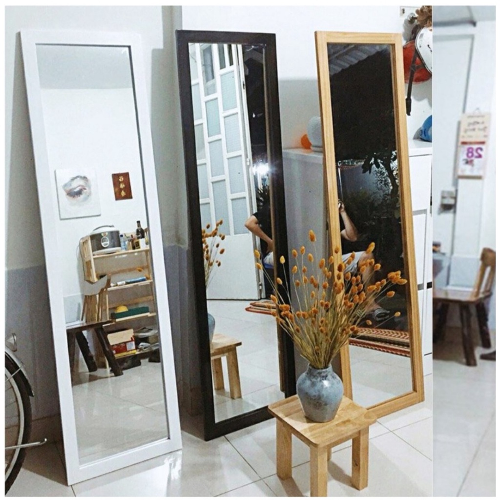 Gương soi toàn thân khung composite VUADECOR nhiều màu treo tường kích thước 40x120cm