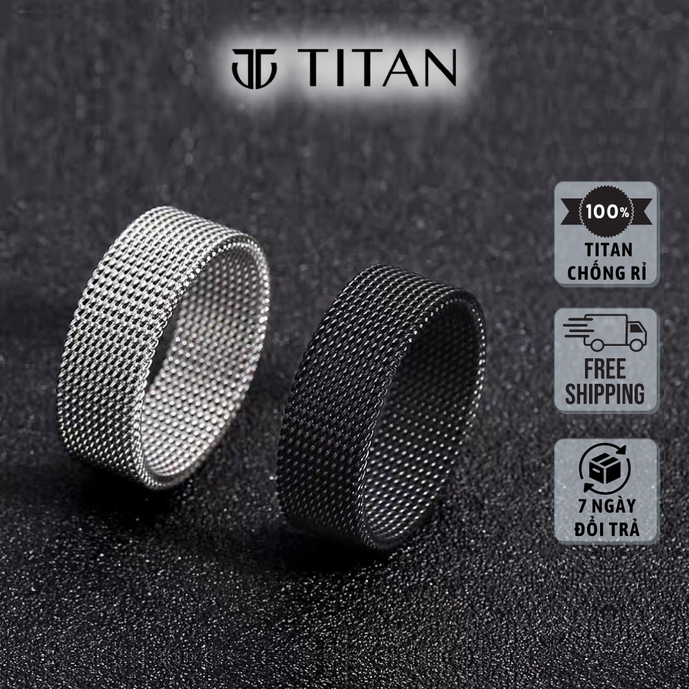 Nhẫn nam nữ xích elas phong cách hiphop titan không gỉ 925 unisex màu đen bạc Titan Shop