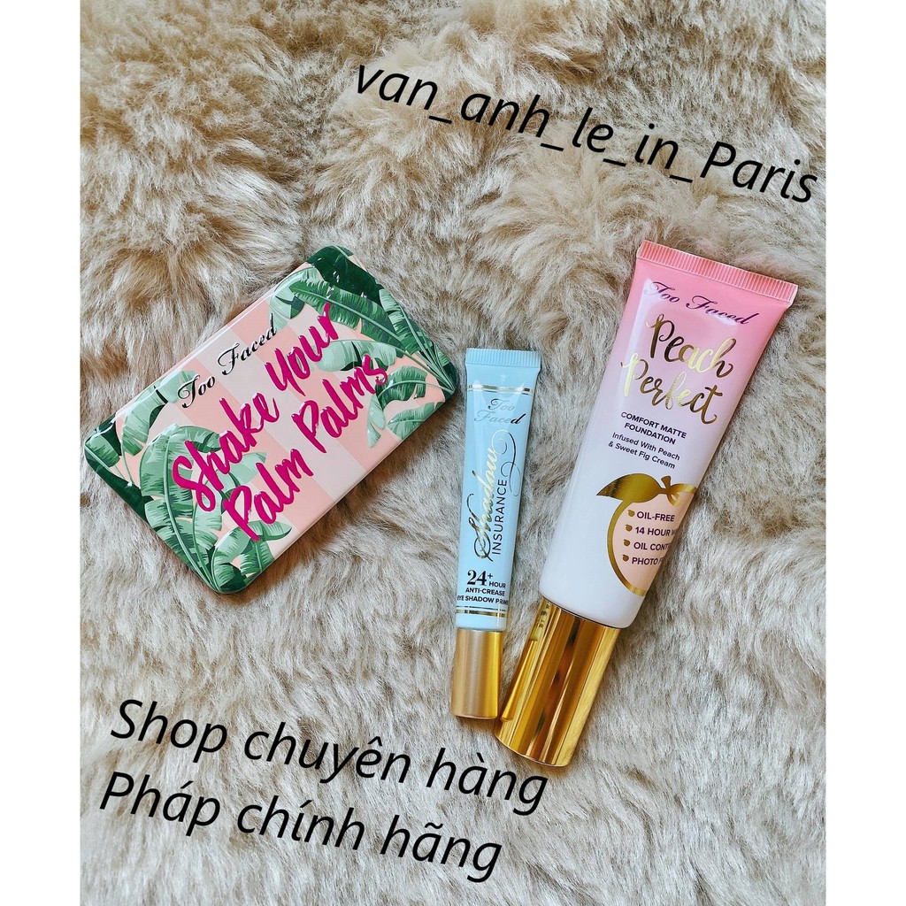 Set TOO FACED kem lót mắt, kem nền màu Almond, phấn mắt Shake your own Palm