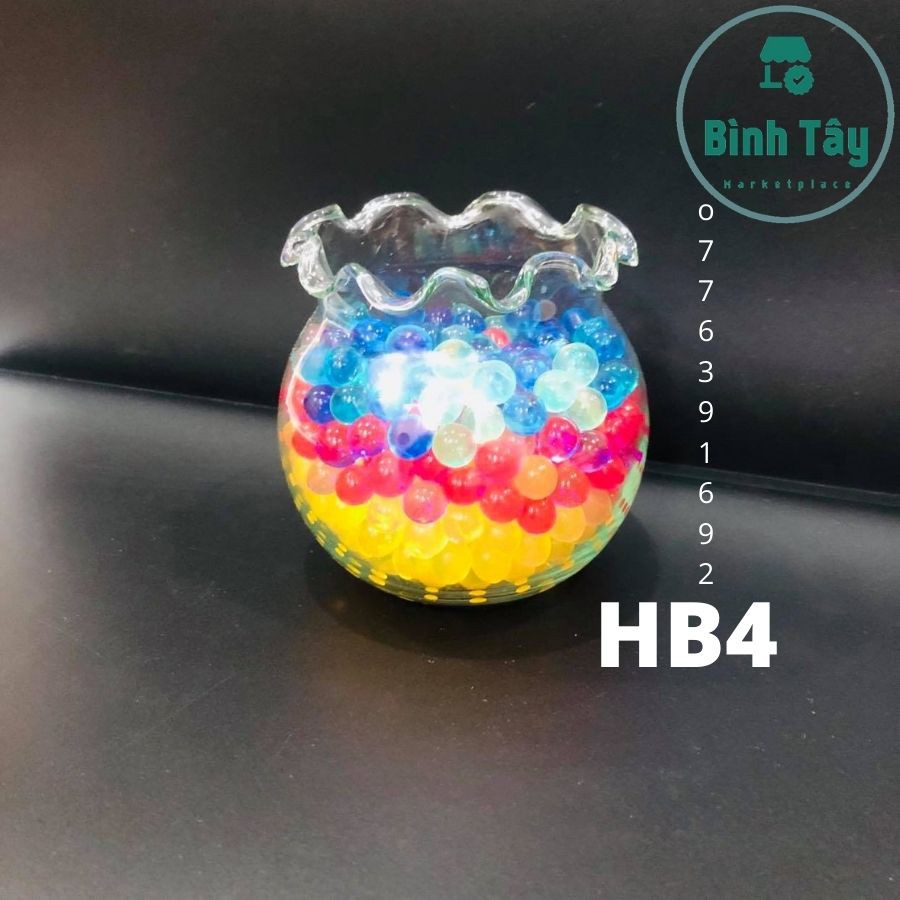 Bể cá thủy tinh, hồ thuỷ sinh GLASS mini FISH TANK TERRARIUM trang trí để bàn văn phòng 500ml BT-HB418 D9 H11