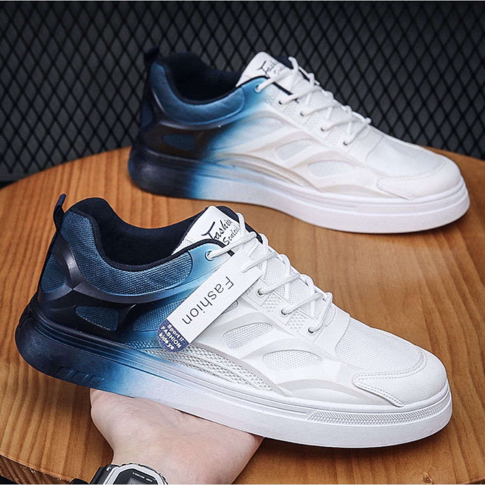 Giày sneaker nam cao cổ ullzang đế bằng đi học đi chơi mẫu mới cá tính đẹp thoáng khí, Giày nam K816 Xanh dương