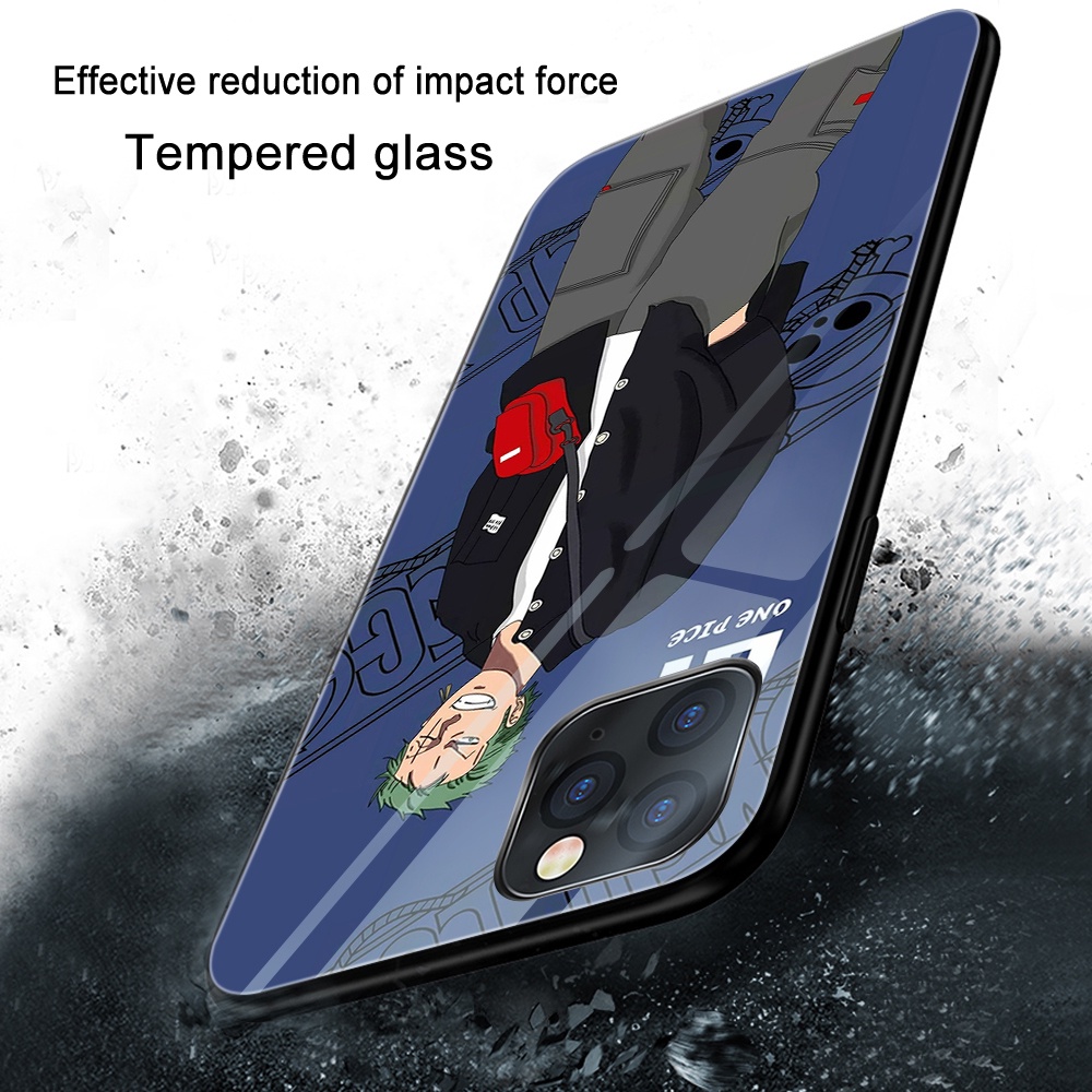 Ốp Điện Thoại Kính Cường Lực Cứng Họa Tiết One Piece Cho IPhone 11 12 13 Pro Max IPhone 7 8 Plus SE 2020 X XS