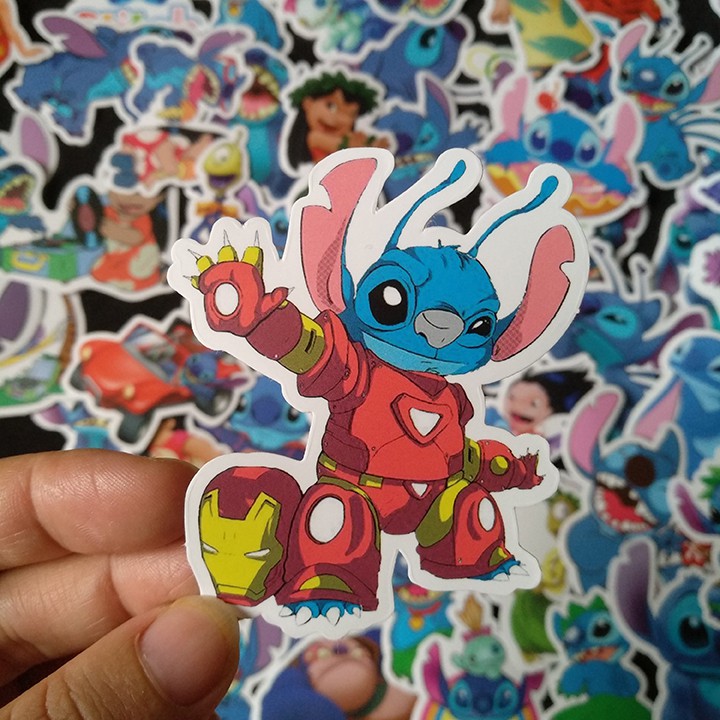 Bộ Sticker dán cao cấp chủ đề STITCH - Dùng dán Xe, dán mũ bảo hiểm, dán Laptop...