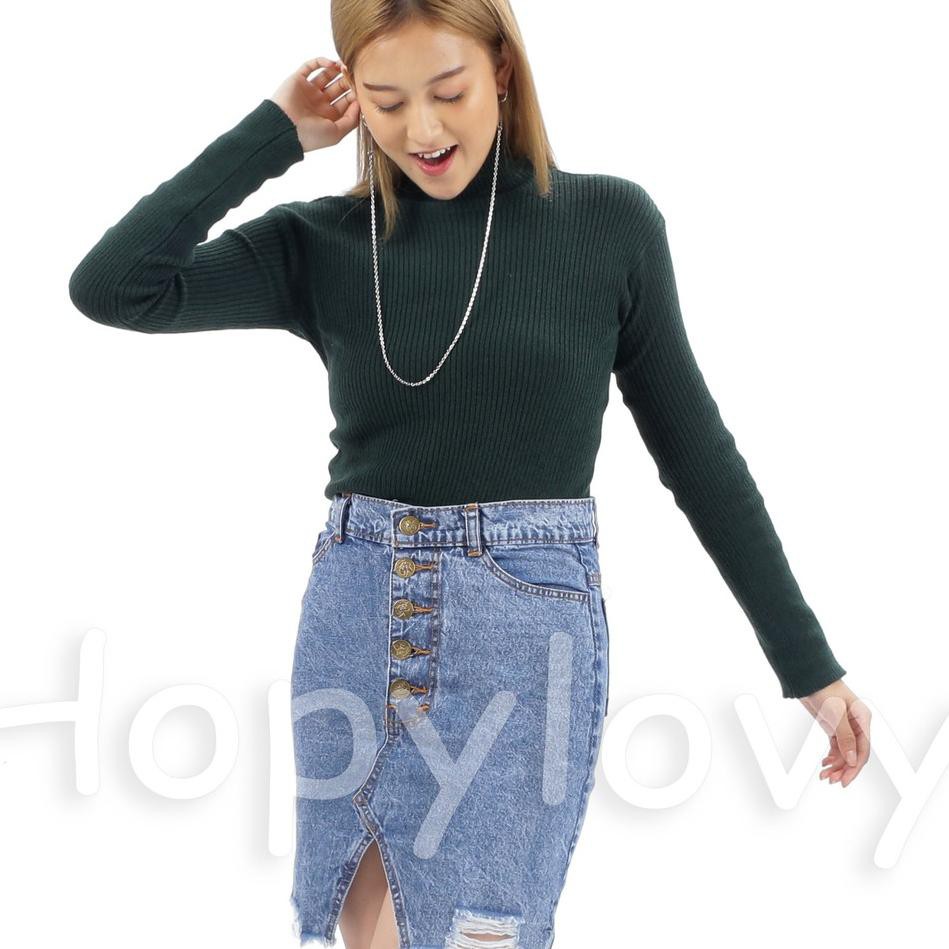 Áo Sweater Dệt Kim Cổ Rùa Họa Tiết Hoa Cúc Smi.15Mr 21o