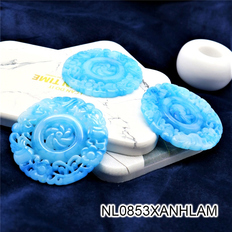 Ngọc bội resin họa tiết tròn 54mm nguyên liệu làm trâm làm trang sức cổ trang việt phục