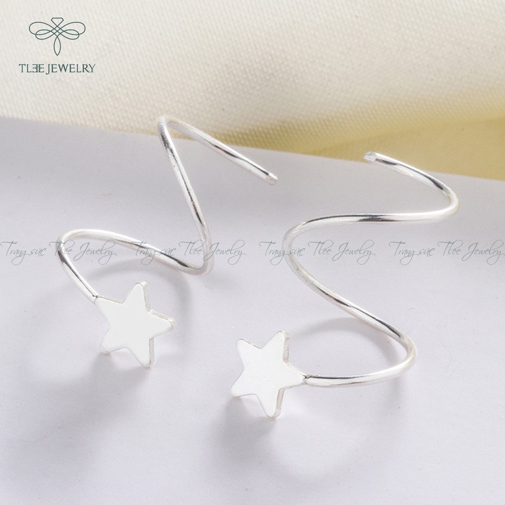 Khuyên tai bạc nữ TLEE xoắn sao cá tính basic NCJ B0190