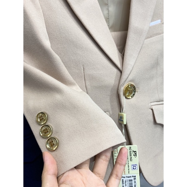 Bộ Vest Bé Trai Thiết Kế màu Kem