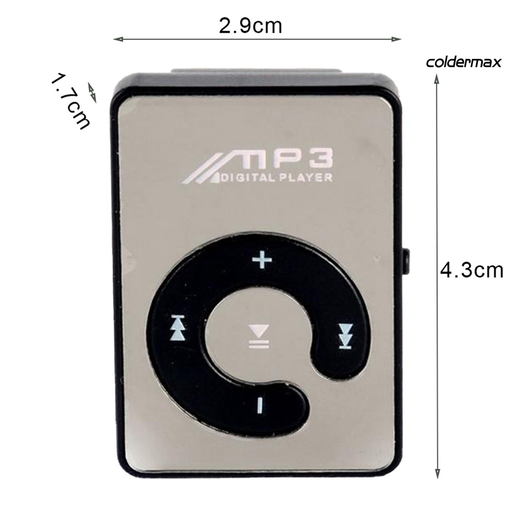 COLD ＊  Mini Clip Sport MP3 Music Player with Mirror Surface C-Shape Playback Key Card Slot for Gym Sport Running