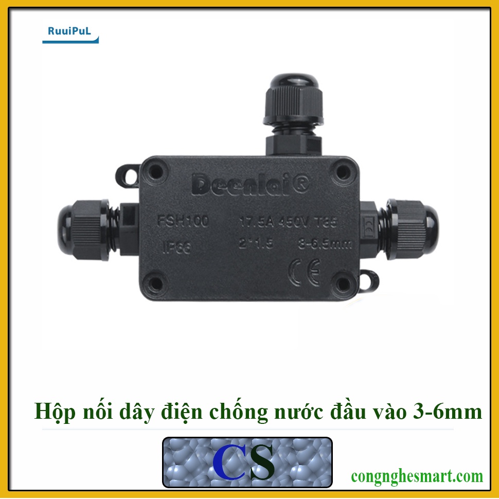 Hộp nối dây điện chống nước 3 cổng IP66 3-6mm2