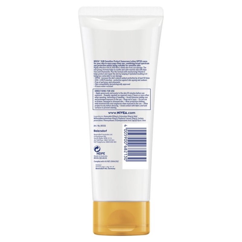 Kem chống nắng cho da nhạy cảm Nivea sensitive protect soothes Lotion SPF50 100ml