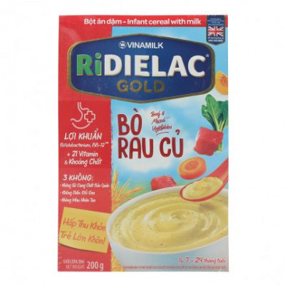 Bột ăn dặm RIDIELAC GOLD Bò rau củ - Hộp giấy 200g