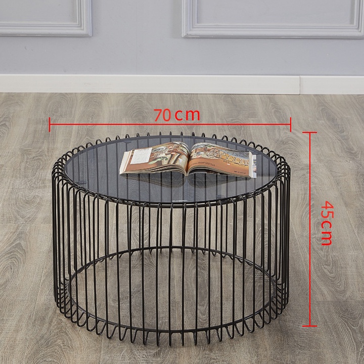 Bàn trà tròn FUNHOUSE đá cẩm thạch chân sắt phòng khách đường kính 50 cm - A11