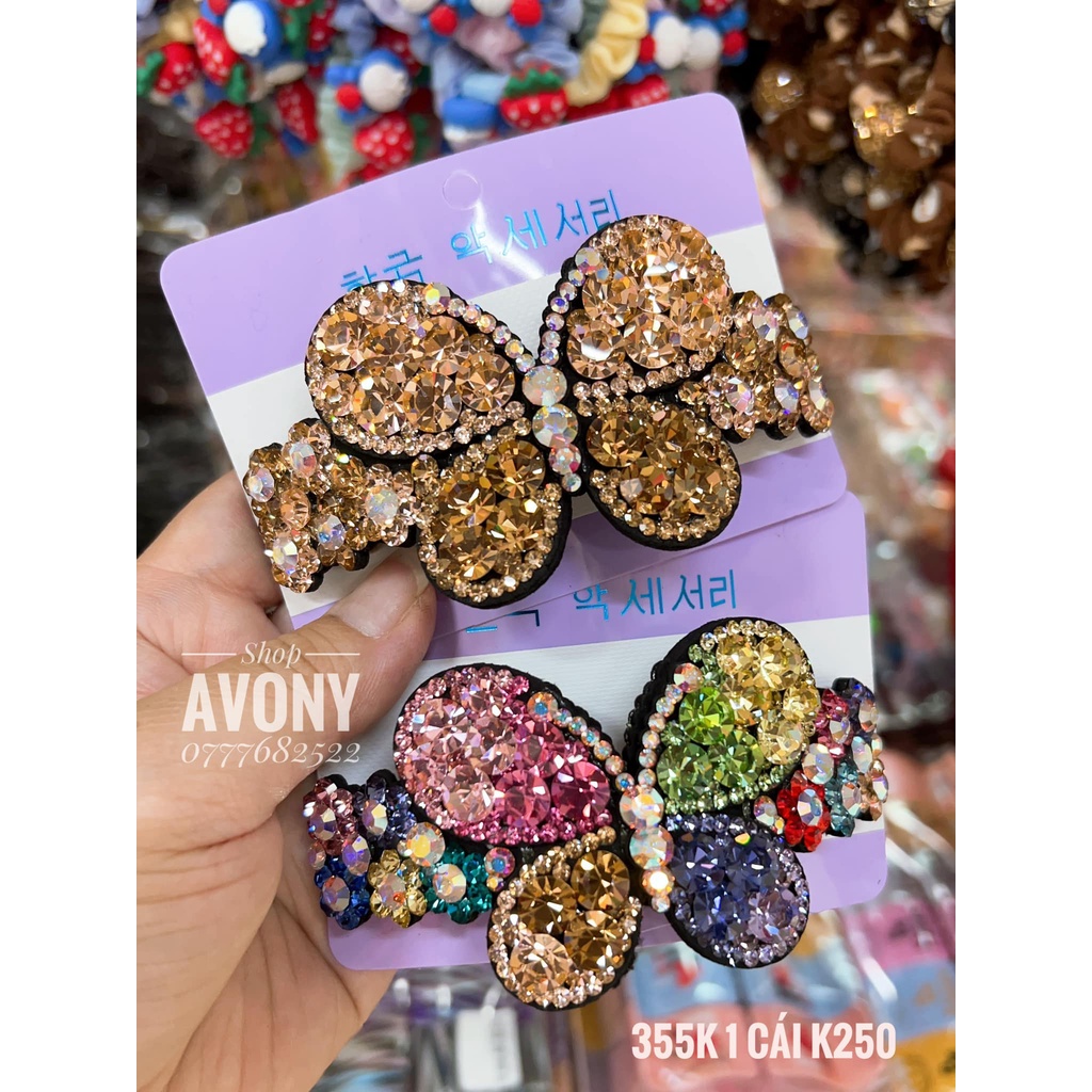 Cặp tóc - kẹp tóc đính đá màu cao cấp hình bướm phiên bản 1