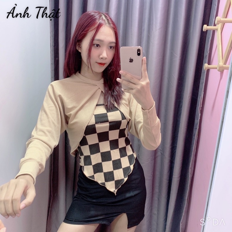 Set áo caro  phong cách trẻ trung năng động