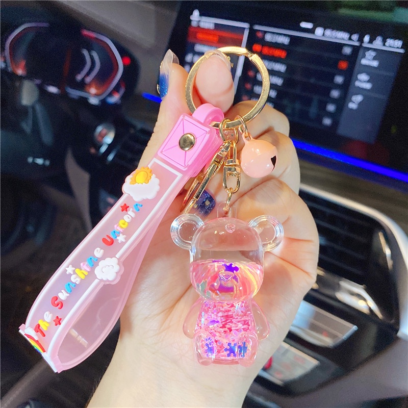 Móc Khóa Hình Bình Dầu Gấu Sáng Tạo Dễ Thương