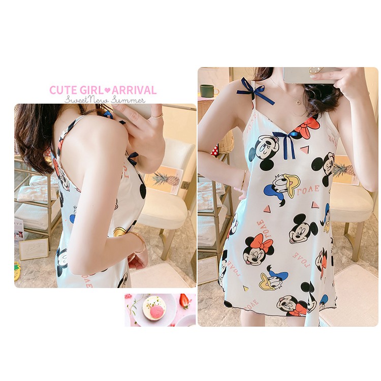 Đầm ngủ 2 dây lụa, Váy ngủ 2 dây lụa dễ thương dành cho nữ mùa hè hàng quảng châu | BigBuy360 - bigbuy360.vn