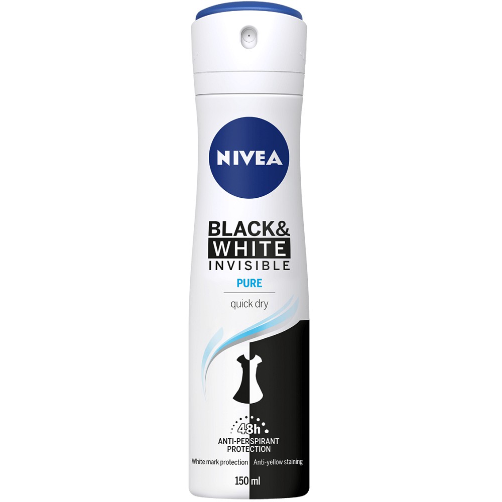 Xịt Khử Mùi Nữ 150Ml Nivea Ngăn Vệt Ố Vàng Black & White Chính Hãng.