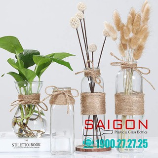 Combo 04 Lọ Thủy Tinh Cấm Hoa (Tặng kèm 2.0m Dây Bố Trang trí )