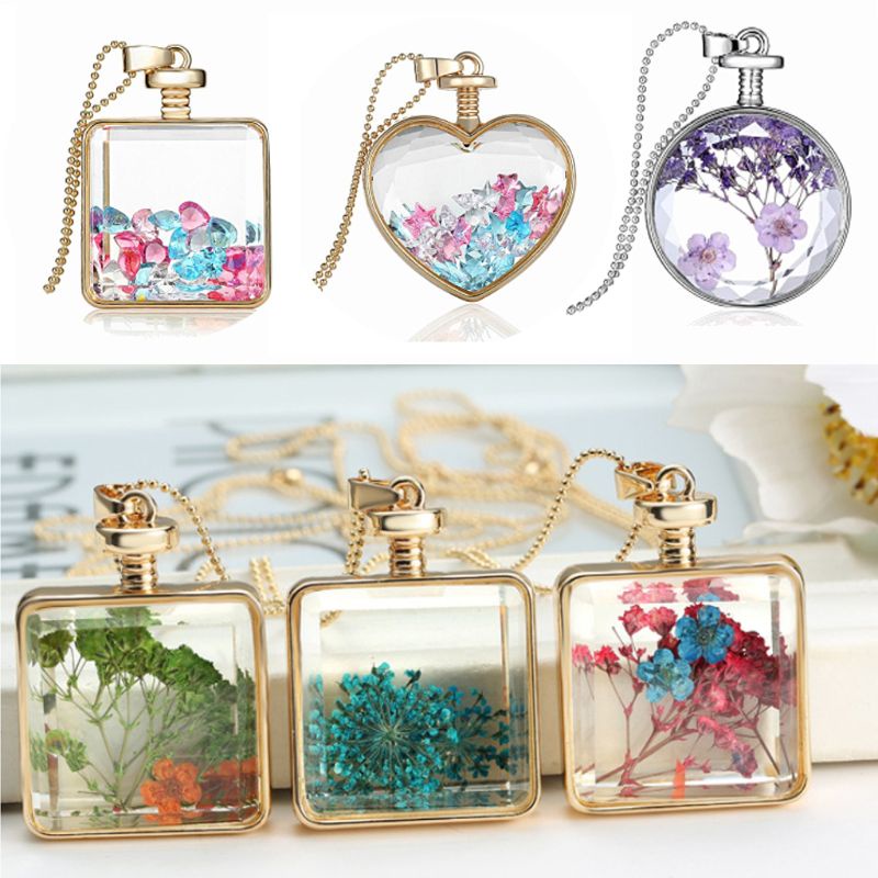 Flgo Mặt Dây Chuyền Kim Loại Dạng Nén Epoxy Hình Học Màu Vàng / Bạc Làm Trang Sức DIY