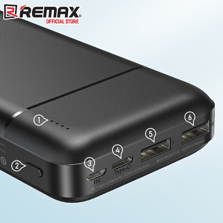 [Mã LTP50 giảm 50000 đơn 150000] Pin Dự Phòng 20000mah Remax RPP-166 Lango Series Fast Charing 2.1A tích hợp 2 cổng USB