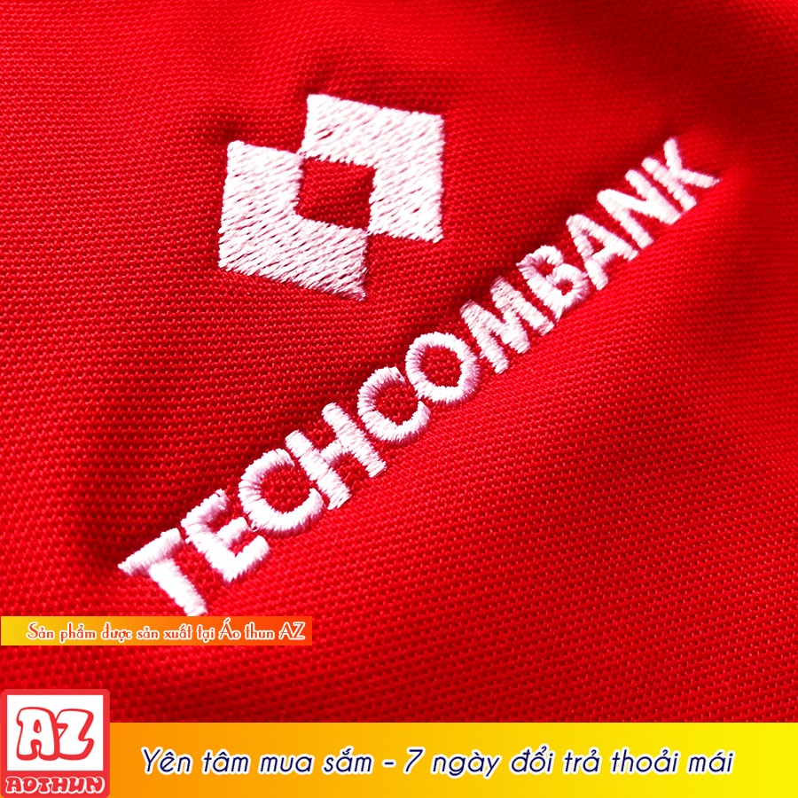 Áo thun đồng phục ngân hàng techcombank logo thêu - Vải cá sấu poly cao cấp AT22